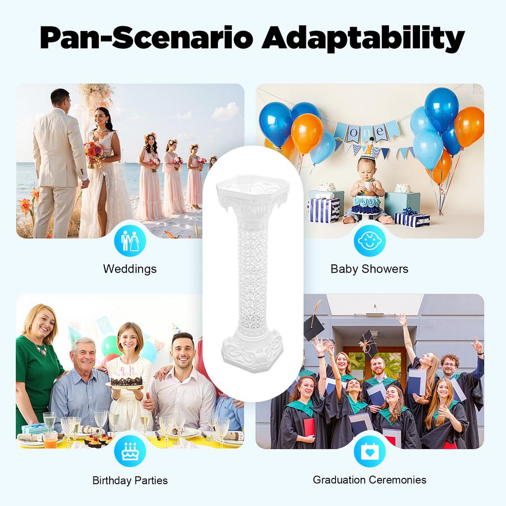 2 шт. Белые римские колонны Европейский стиль Свадебная арка Колонна для вечеринки Садовый декор Центральный элемент Узор в виде сердца