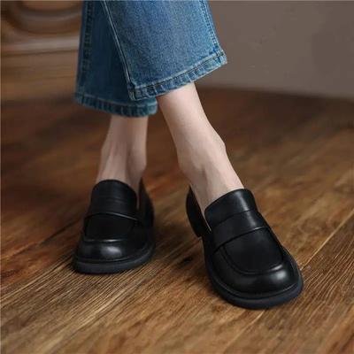 Женские туфли-лоферы из натуральной кожи на плоской подошве, мягкие, для работы, в ретро-стиле, универсальные, модная и удобная обувь