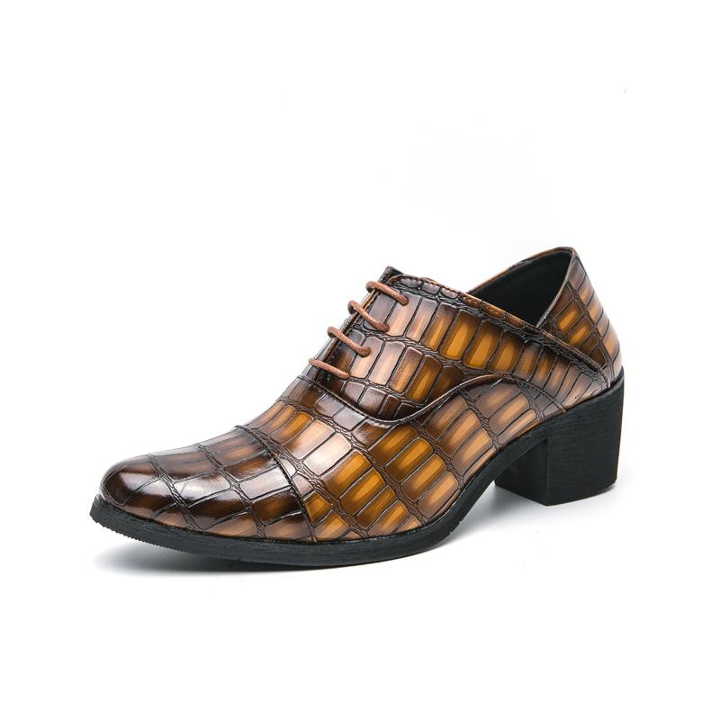 Роскошные коричневые мужские туфли на высоком каблуке, остроносые кожаные туфли для мужчин, увеличивающие рост, свадебные формальные туфли, мужские оксфорды