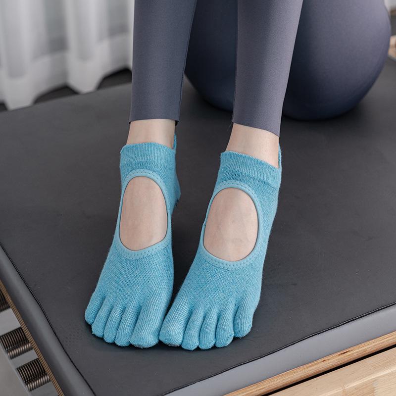 Носки ToeSox с открытой спиной, нескользящие, для йоги и пилатеса, с пятью пальцами — всесезонное качество