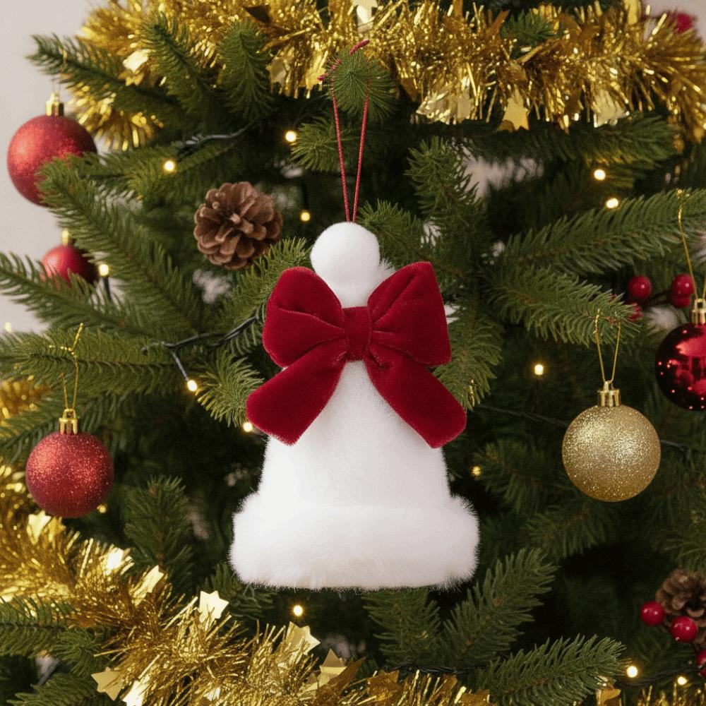 Handmade Mini Velvet Tree Tower Pendant Creative Christmas Bows Hanging Ornament Party Supplies