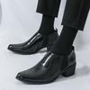 New Fashion Men's Pointed Black Brown Height Increasing Formal Shoes Male Wedding Prom Homecoming Flats Sapato Social Masculino