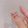 2PCS Trendy Zircon Heart Rings Set for Women Girl Korean Gold Color Adjustable Opening Finger Ring Bride Wedding Female Jewelry