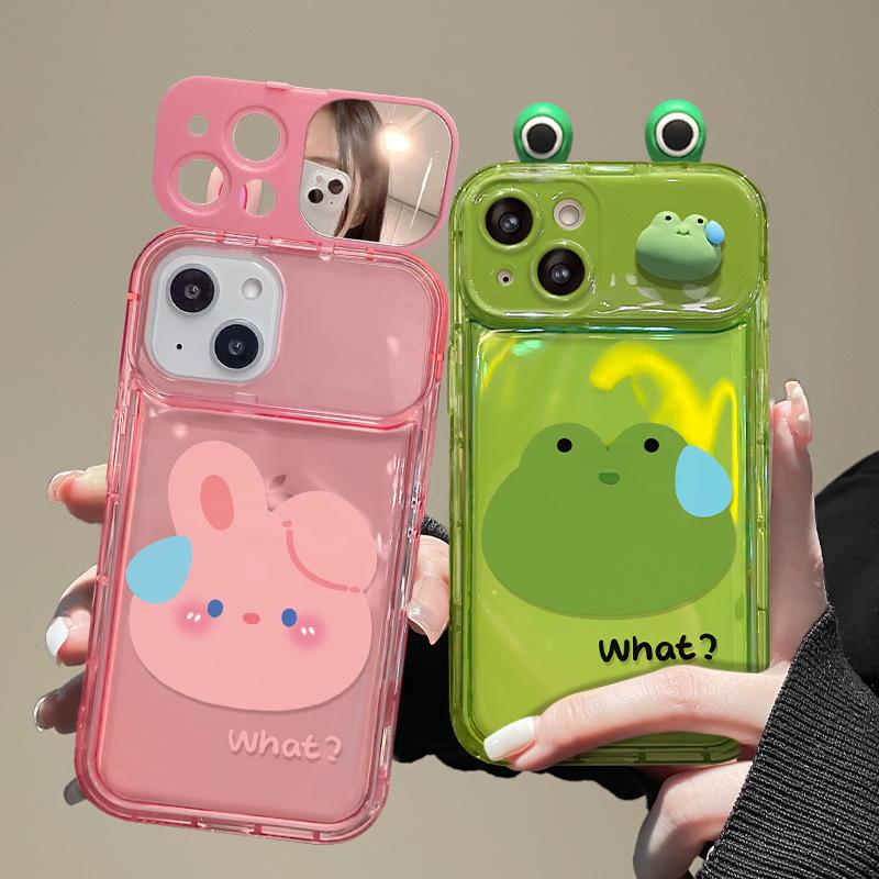 Applicable To Apple 15promax Mobile Phone Case IPhone 14/13 Rabbit Doll Pendant Xr/xs Flip Mirror 12