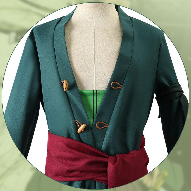 One Piece Wano Country Roronoa Zoro Cosplay Costume, Zorojuro Samurai Yukata Robe, Japanese Anime Kimono Outfit for Halloween Convention