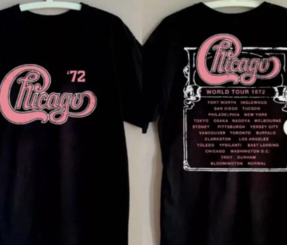 Футболка с изображением группы из Чикаго, Винтажная футболка Chicago _72, Футболка Chicago World Tour 1972, Унисекс футболка