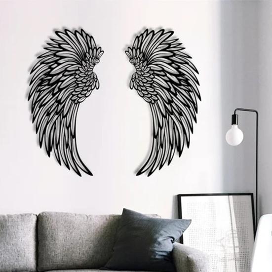 Angel Wing Ornament Iron Art Decorative Light-up/Lightless Style Wall Art Sculpture Hanging Decor Holiday Gift