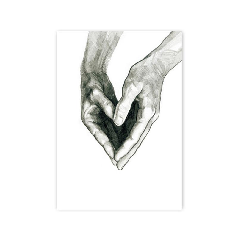 Черно-белый романтический плакат «рука об руку» с принтом на холсте, современная картина с цитатами о любви, настенная художественная картина для пар, влюбленных, декор комнаты