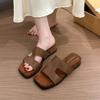 Ретро универсальные однословные тапочки женские летние новые для улицы ретро на плоской подошве с утолщением сандалии простые сандалии тренд