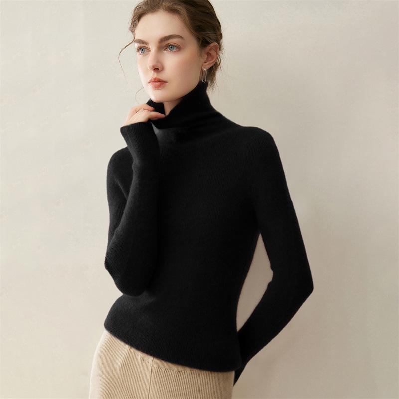 Lekasha Women's Slim Fit 100% Pure Cashmere Stand Collar Pullover