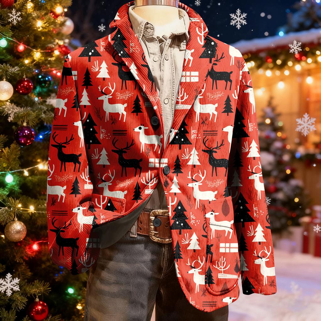 Мужской уродливый рождественский вельветовый теплый карманный пиджак-кардиган, мужской повседневный костюм