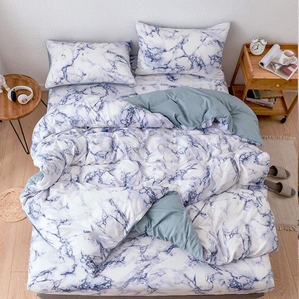 6 цветов, комплект пододеяльников с подушкой, пододеяльник с мраморным принтом, одинарный, двойной, полный комплект постельного белья размера «queen-size», на молнии