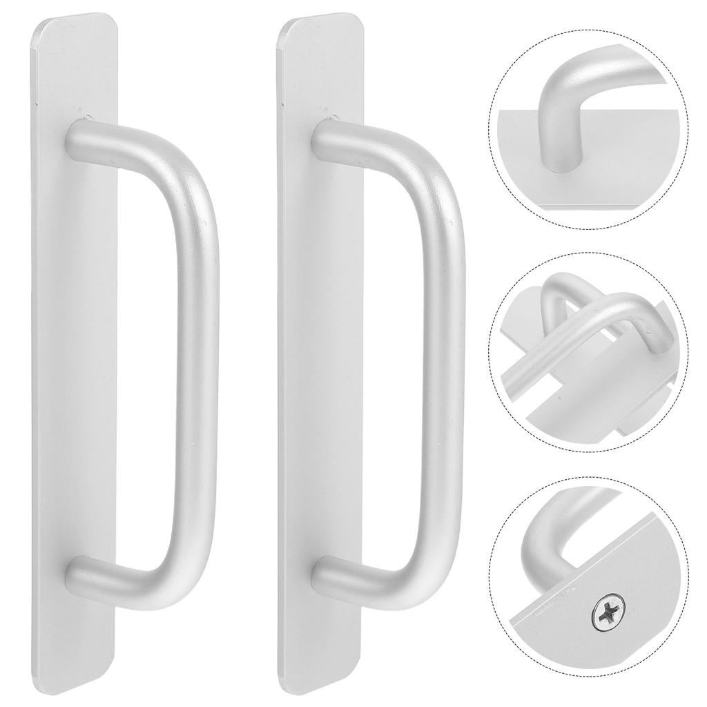 2Pcs Sliding Door Pulls Aluminum Alloy No-Drill Cabinet Handles Balcony Door Drawer Pulls Secure Grip Cabinet Handles