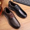 Winter Warm Fur Lined Leather Shoes for Men Soft Sole Comfortable Casual Lace Up Shoes for Middle Aged Dad