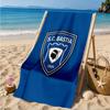 Пляжное полотенце с гербом футбольного клуба SC Bastia, Быстросохнущее, Легко ухаживать, Подходит как для занятий спортом, так и для пляжного отдыха, Спортивный аксессуар