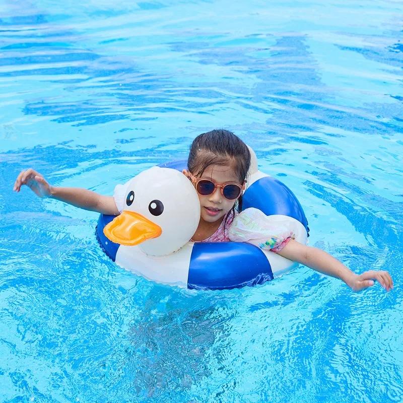 Striped Duck Baby Inflatable Toys Cartoon PVC Thickened Swimming Ring Summer Pool Beach Inflatable Floating Water Toys