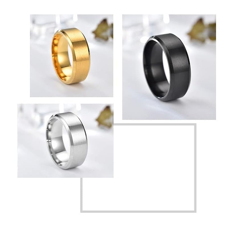 Кольцо мужское нержавеющее кольцо простое серебро золото черный аксессуары Ширина 8 мм Большие крутые популярные аксессуары (Серебро, Нет. 11)