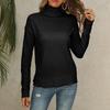 Женская мода повседневная водолазка однотонная с длинным рукавом трикотажный свитер рубашка топы