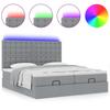 Vidaxl Rama Łóżka Otomana Z Materacami, Szara, 200X200 Cm, Tkanina