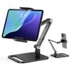 KUUVAN Tablet Tabletop iPad Made of Compatible with Load Capacity Metal Overhead View of Infinite Compatible with Mobile Black Stand, Arm, Aluminum,