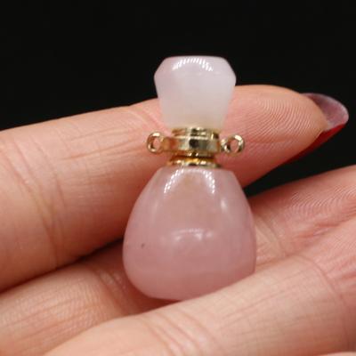 Флакон для духов натуральный камень кулон овальный розовый кварц для изготовления ювелирных изделий DIY аксессуар для ожерелья