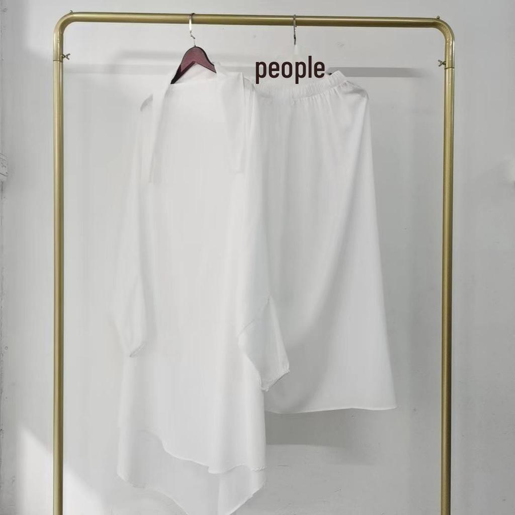 Yiduoduo Hooded Middle Eastern Robe: Solid Color Two-Piece Suit with Side Pockets