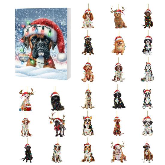 Dog Advent Calendar 2025 24 Days Christmas Countdown with 24 Pcs Acrylic Dog Ornaments Holiday Gifts for Dog Lovers