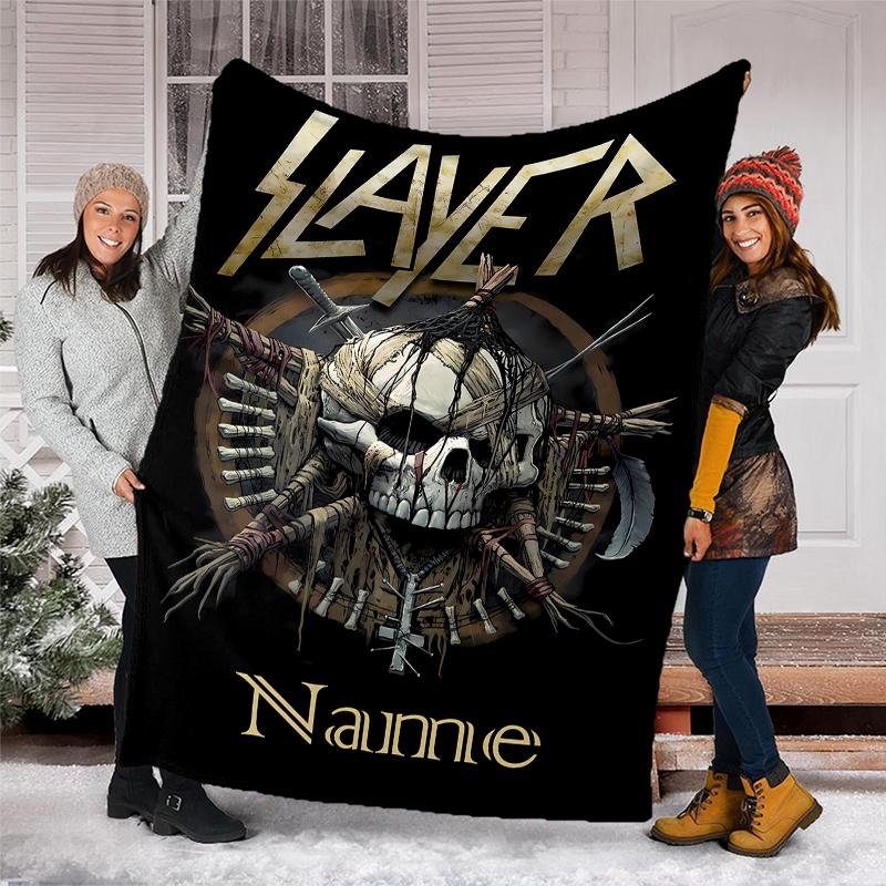 Personalized Custom Name Blanket - Slayer logo Print Design,Blanket for Sofa,Bed,Travel,Camping - Soft and Warm, Great Gift