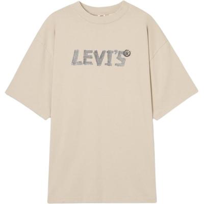 Levis Свободная футболка с принтом букв, круглым вырезом и короткими рукавами, мужская, топы, бежевая 001B0-0001