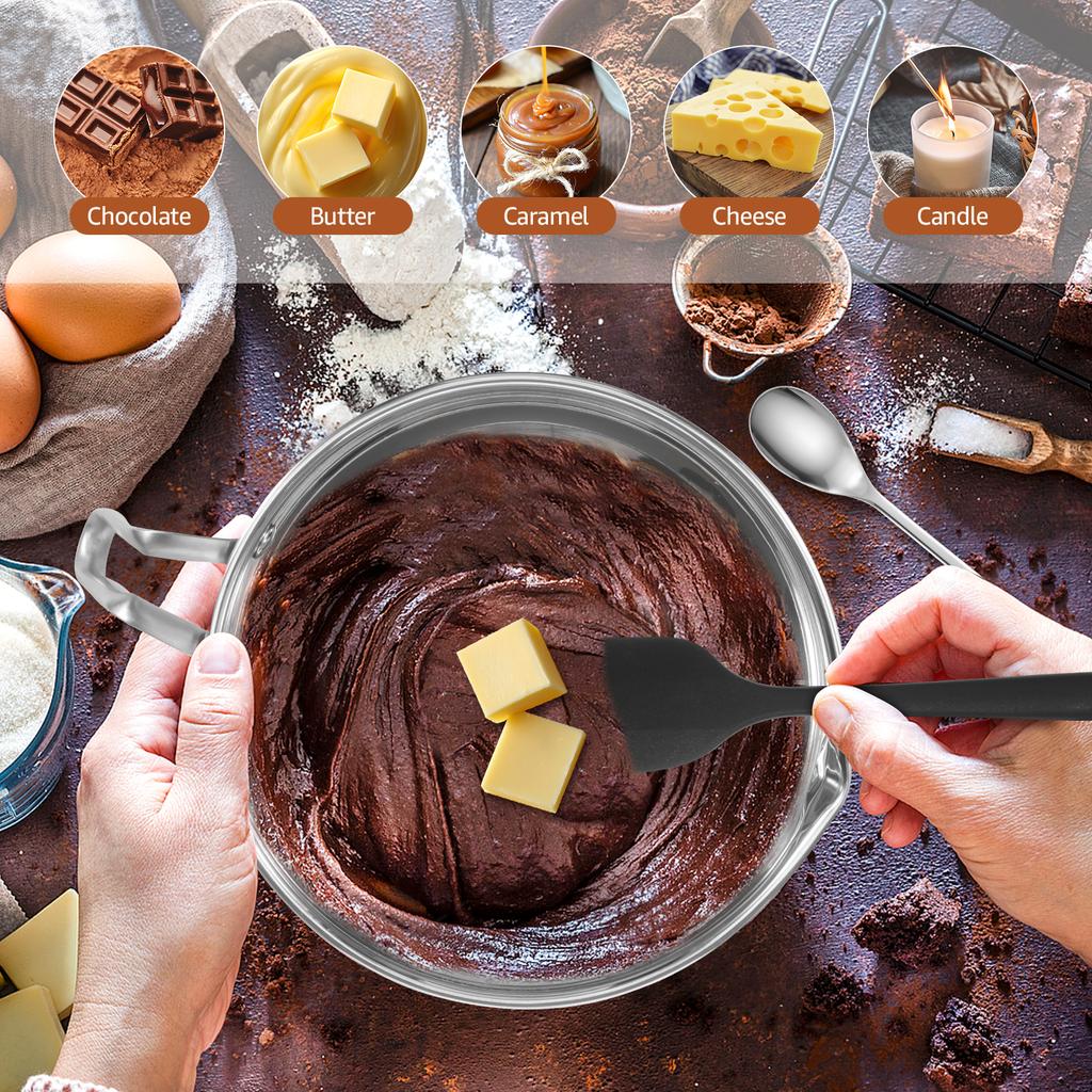 Double Boiler Pot Stainless Steel Candle Wax Melting Boiler Pot W/ Spatula for Melting Chocolate Candy and Candle Making Supplie