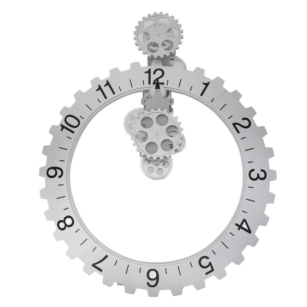 Black White Gear Wall Clock Large Size Rotary Mechanism Mechanical Wheel Clock 3D Design Wall Hanging Gear Clock Wall Decoration