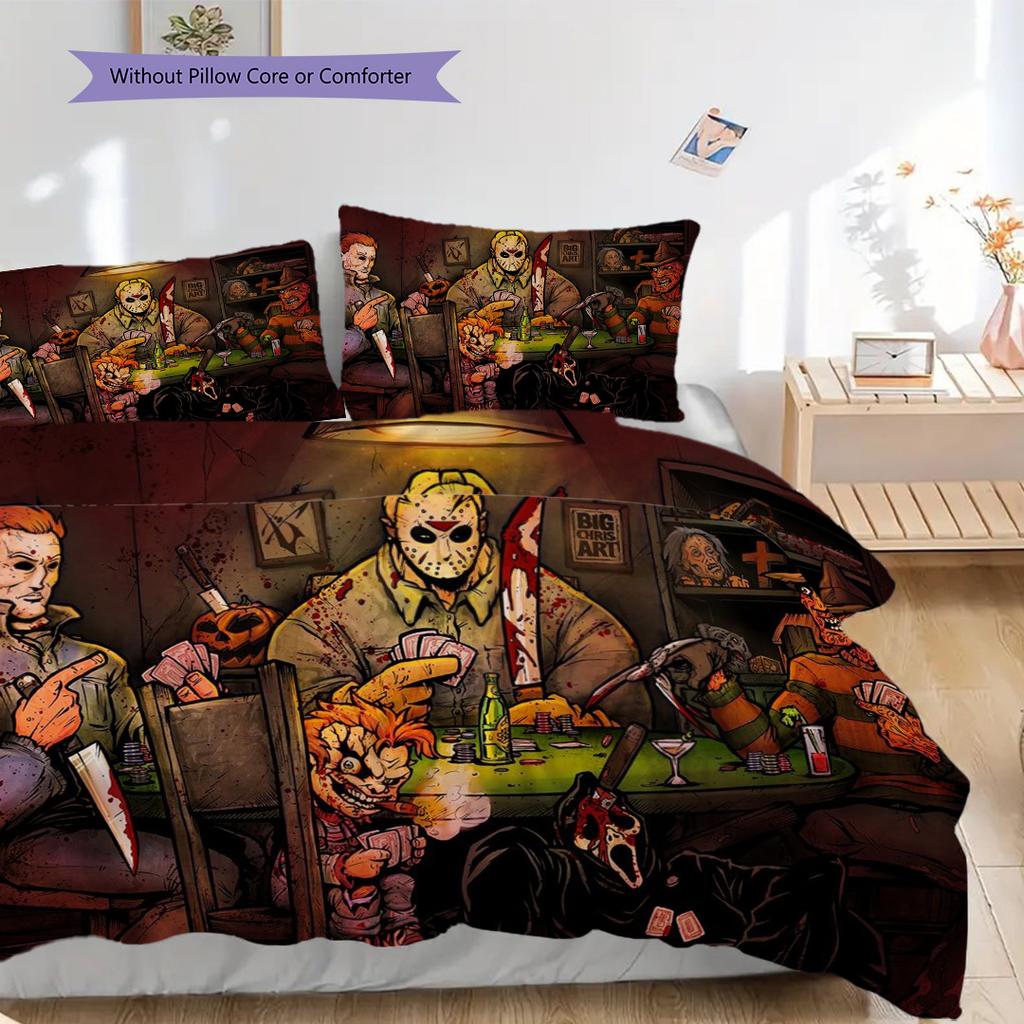 Horror Movie Night Set Threepiece Set 1 Duvet Cover 2 Pillowcase Without Core Christmas Birthday Gift Bedding Set