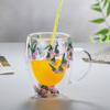 YWDL Двойные стенки стеклянные кофейные кружки Двойная изоляционная стеклянная чашка для девочки Подарочный рождественский подарок 350 мл Цветочный дизайн