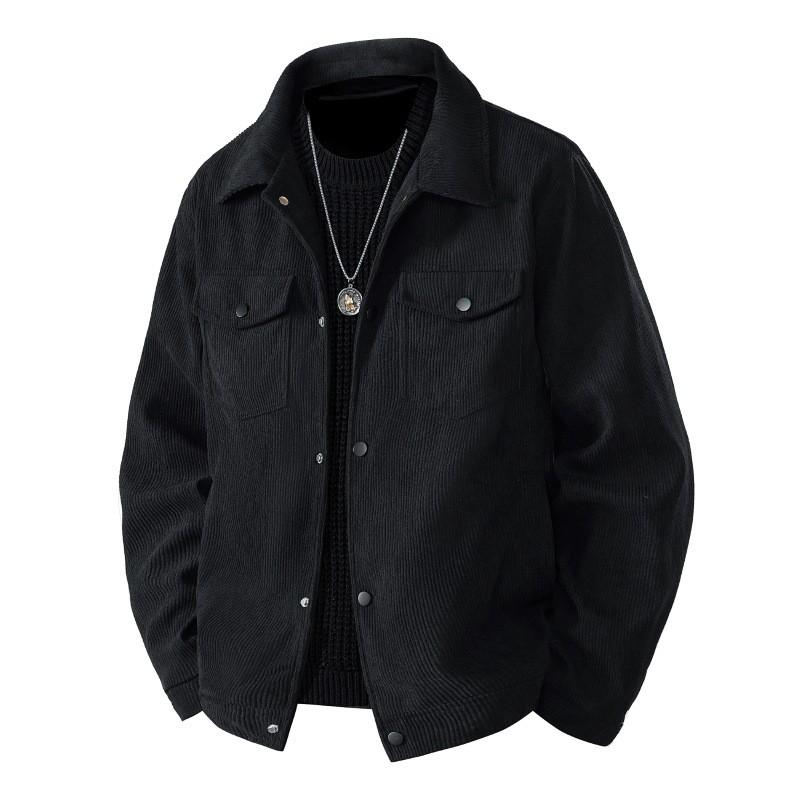 Mens Corduroy Jacket Casual Slim Fit Workwear Style Single Breasted Notched Collar Outerwear