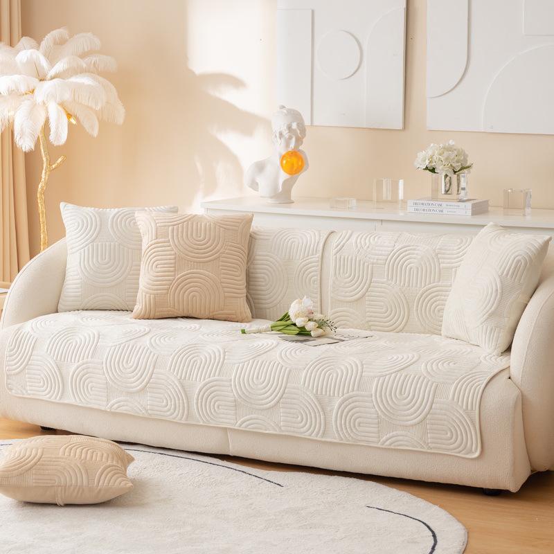 Autumn/Winter Plush Thickened Non-Slip Sofa Cushion - 2022 Quilted Solid Color Cover