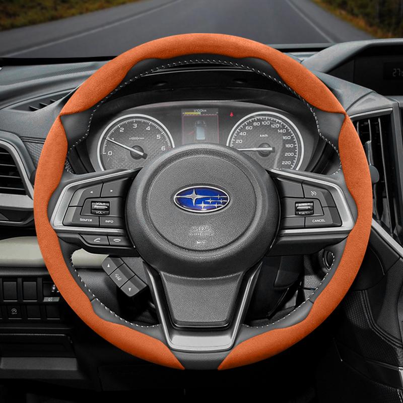 vcxja9 Suitable for Subaru Anti-Slip Buckle Segmented Suede Steering Wheel Cover Suitable for Forester Sh 2009 Impreza Legacy 2014 Levorg Xv 
