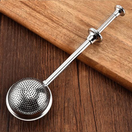 Stainless Steel Tea Strainer One Handed Operation Ball Shape Tea Filter Dual-Function Quick Sifting Flour Sifter for Baking Cakes And Spices