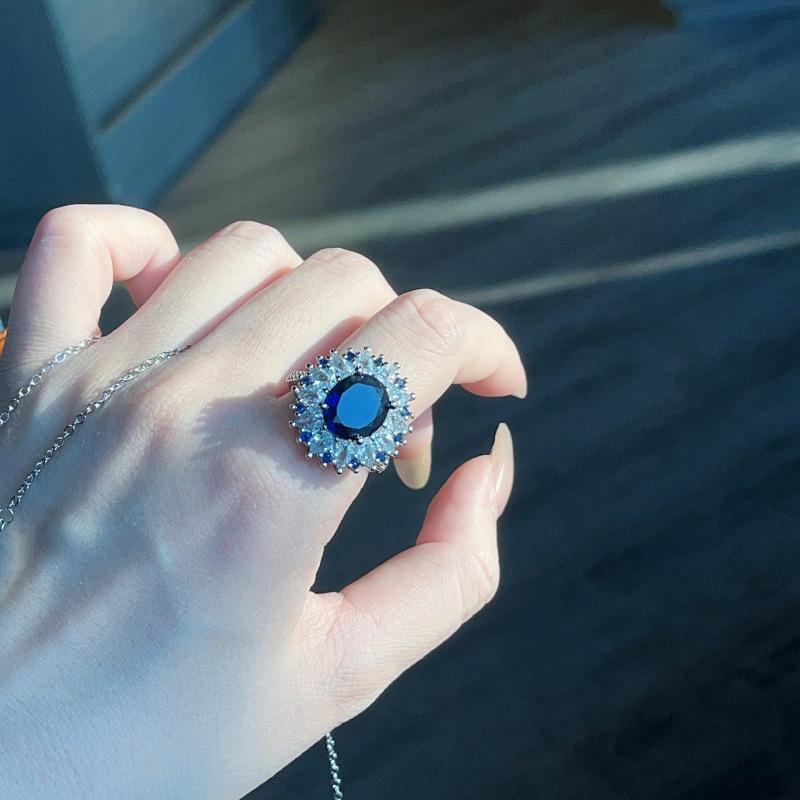 Горячие Популярные Имитация Ювелирных Изделий Высокая Бижутерия Синие Серьги-Гвоздики Ожерелье Набор из Трех Предметов
