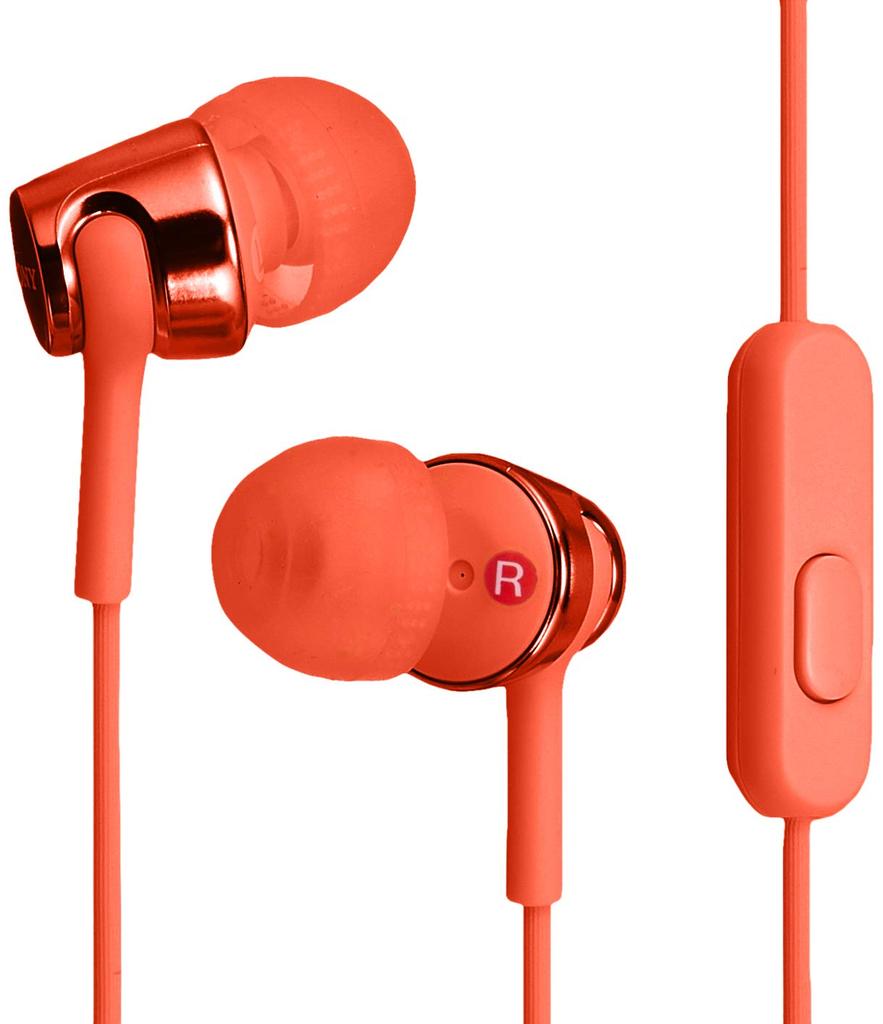 Sony Earphones Canal Type with Remote Control and Red R MDR-EX155AP Microphone, MDR-EX155AP