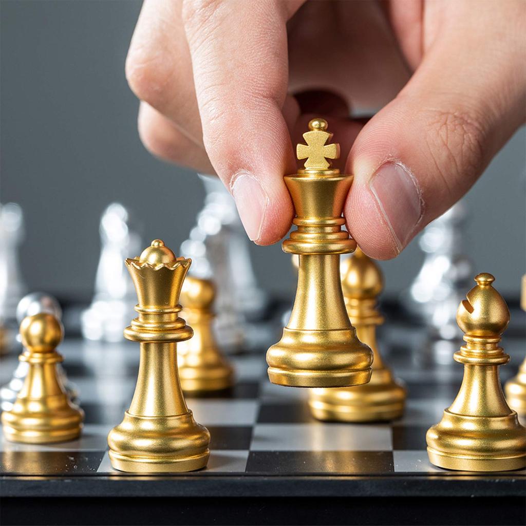 KOKOSUN Chess International Магнитные складные шахматы золото и серебро удобный для начинающих набор, шахматы, доска, доска, фигуры, хранение, взрослые,