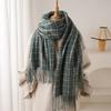 Classic Retro Brown Plaid Scarf Women's Khaki Decorative Tassel Shawl Scarfs For Women Scarves For Women, Brown Scarf  Shawl For Women, Winter Scarves
