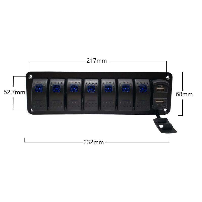 Marine Boat Rocker Switch Panel 8 Gang LED Rocker Switch Panel Kit 12V/24V Circuit Breaker Dual USB Slots light Battery Switches5