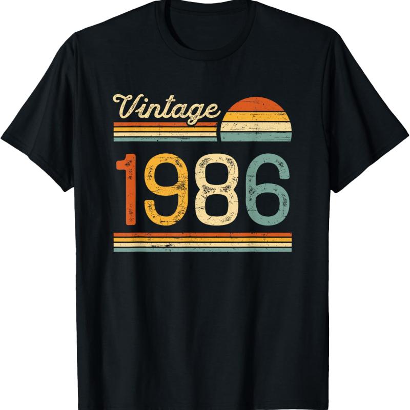 Винтажная Футболка с Графикой 'Рожден в 1986' 40-й День Рождения Unisex ЖЕНСКИЕ Повседневная Стиль Всесезонная Короткий Рукав