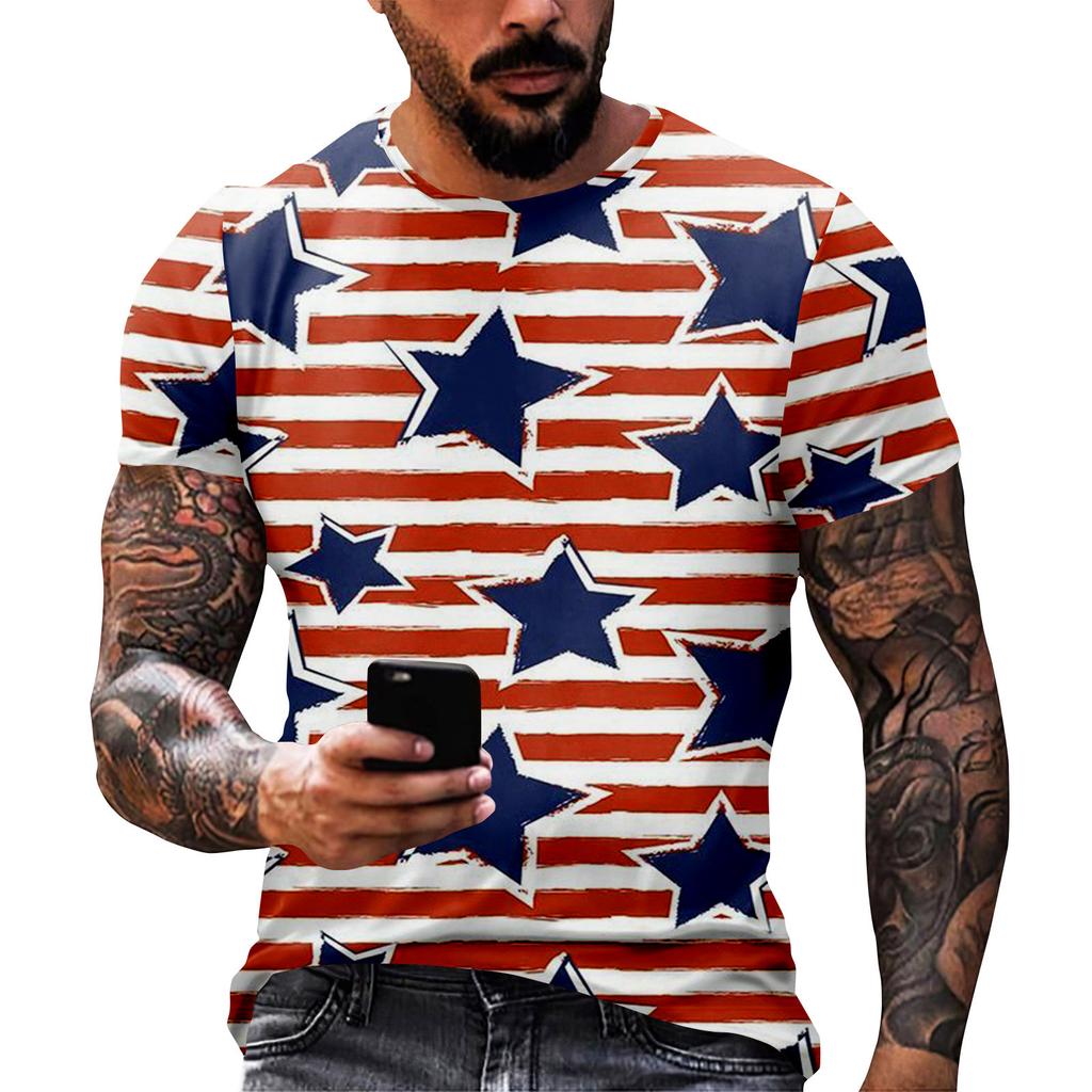 Принт «День независимости» — мужская повседневная футболка с круглым вырезом и короткими рукавами