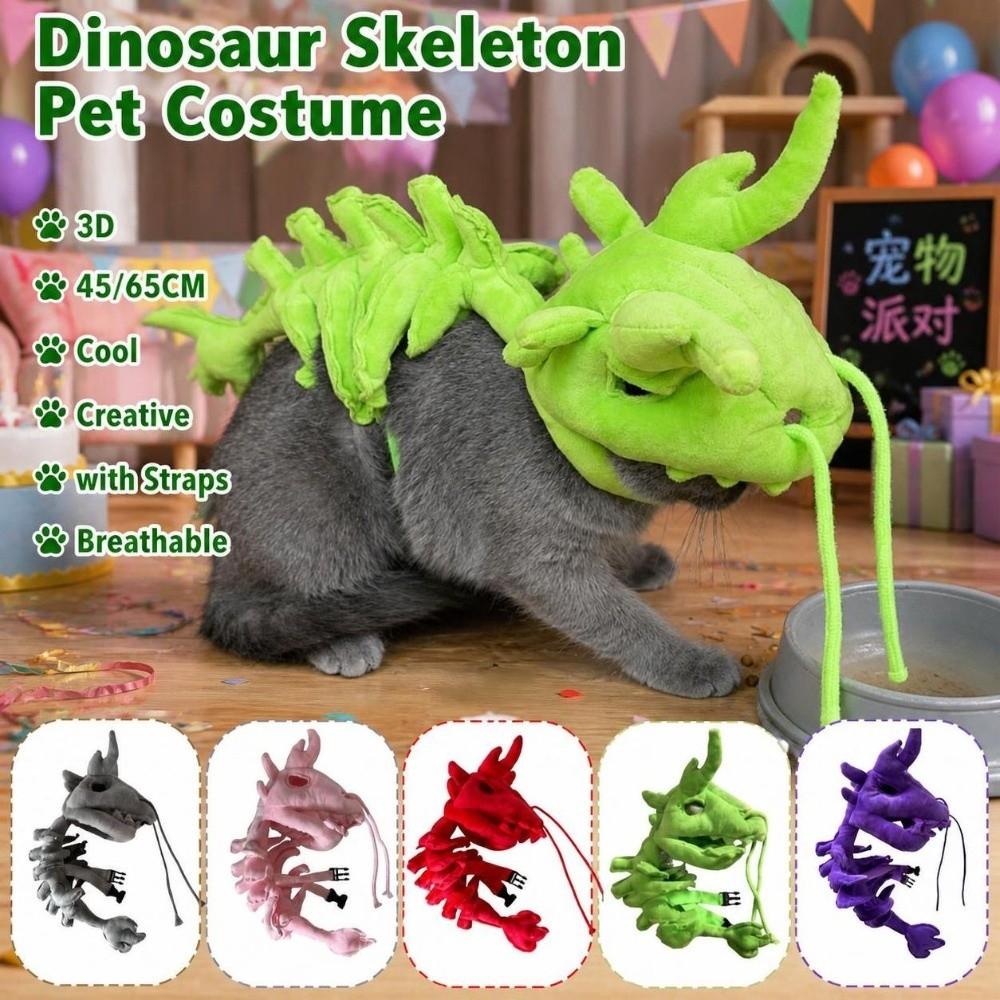 3D Dinosaur Skeleton Pet Costume 45/65CM Cat Cosplay Headwear Dinosaur Skull Headgear Role-playing