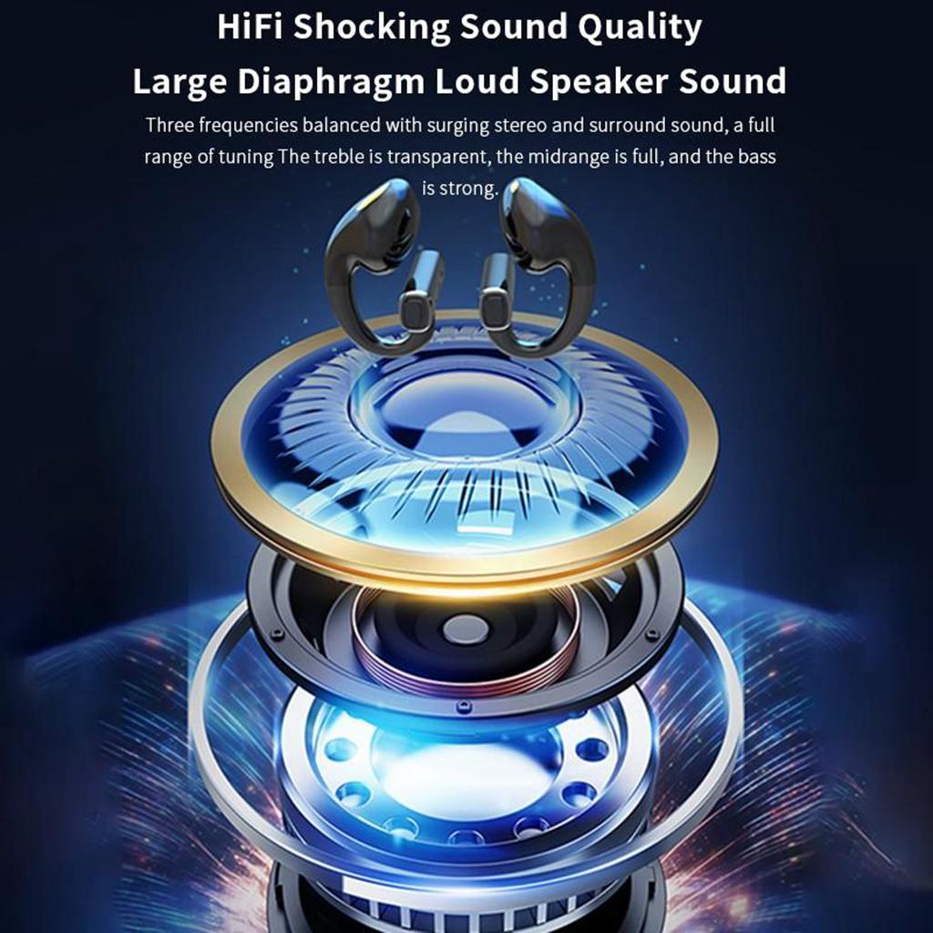 Беспроводная Bluetooth-гарнитура, наушники безболезненного ношения, наушники с тяжелыми басами, Hi-Fi объемный звук, сверхдолгий срок службы батареи