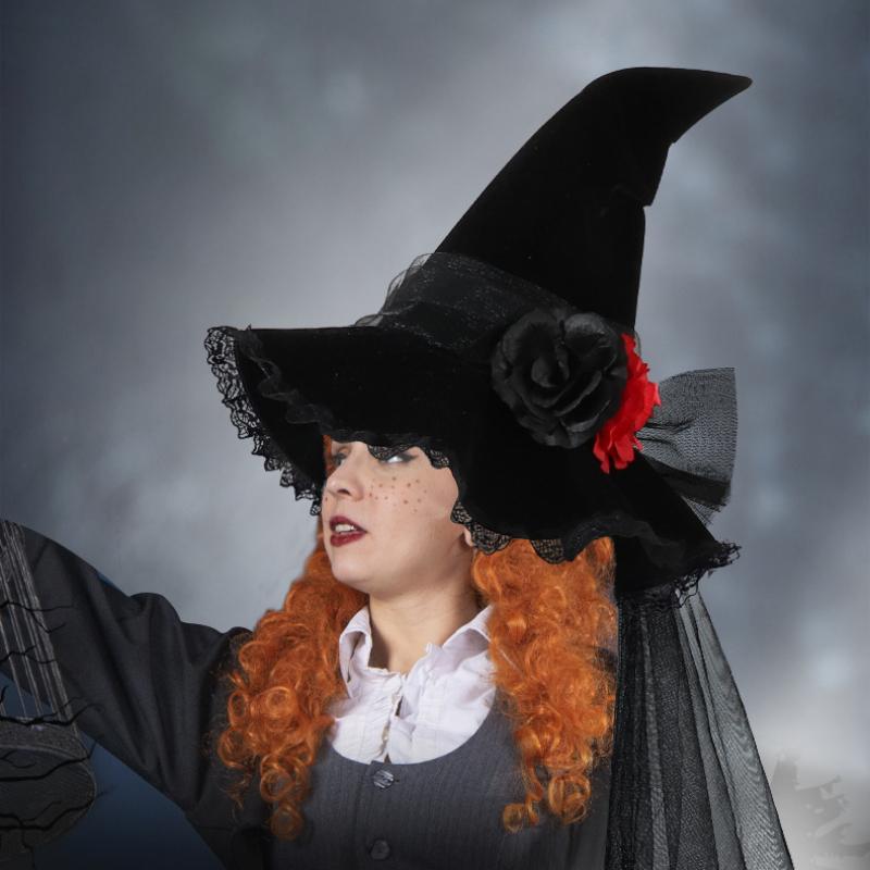 Halloween, Baroque, Witch Hat, Gothic, Queen, Mesh Simulation Flower, Dress Up Accessories, Party Props, Witch