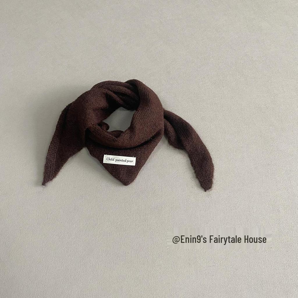 Унисекс Вязаный Шерстяной Шарф для Детей - Теплый, Ветрозащитный, Дизайн в виде Перекрещенного Треугольника для Осени и Зимы