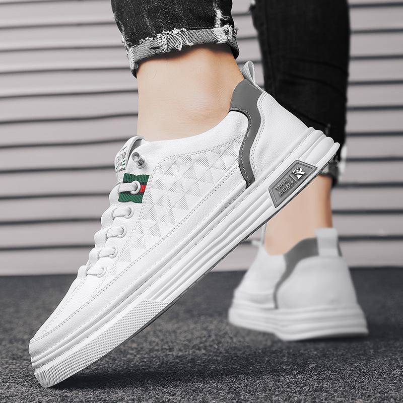 Мужская обувь, новые летние дышащие спортивные белые туфли, мужские белые туфли, повседневные белые кожаные туфли, универсальная модная обувь