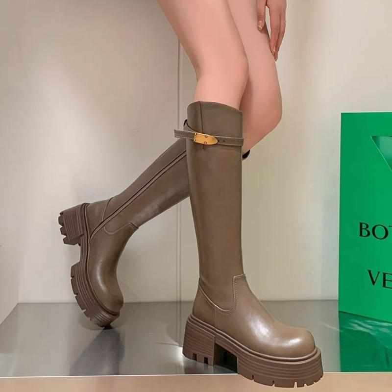 Черные длинные сапоги на тонкой и толстой подошве для женщин 2024 года, новые осенне-зимние сапоги в стиле рыцарского кроя